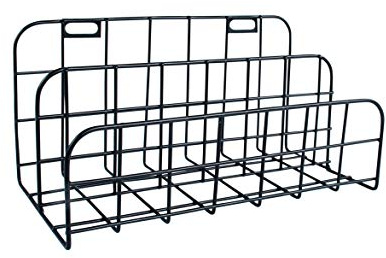 Rayher 25196576 Drahtablage, 2 Fächer, 20x10x10cm, schwarz, Wandregal, Metallregal, Aufbewahrungsbox, Gitterregal