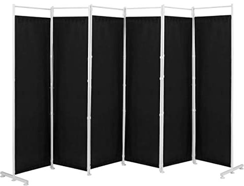 COSTWAY Folding Room Divider, 6 Panel Wall Privacy Screen Protector, Home Living Room Bedroom Bathroom Paravent Partition Separator (Black)