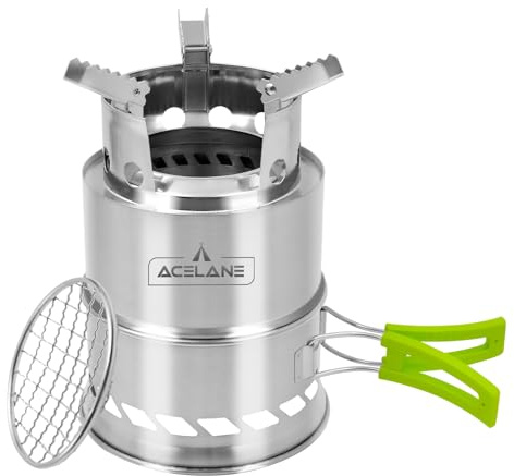 Acelane Camping Wood Stove, Portable Camping Stove - Stainless Steel Survival Stove Backpacking Wood Stove, Folding Small Mini Camp Stove for Hiking Traveling Outdoor