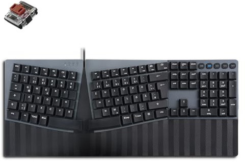 perixx PERIBOARD-535BR Wired Ergonomic Mechanical Split Keyboard - Low-Profile Brown Tactile Switches - Programmable Feature with Macro Keys - Compatible with Windows and Mac OS X - UK English