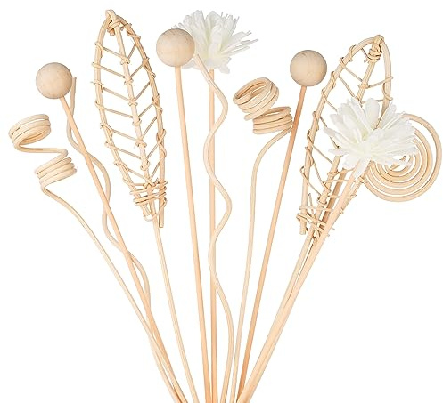 Reed Diffuser Stick,WUTAOBON 12Pcs 10Inch Natural Rattan Flower Reed Fragrance Diffuser Set, Fragrance Diffuser Replacement Rattan Sticks Home Decor (Primary Color)