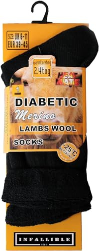 ITRAT® Calcetines térmicos de lana merina para hombre con calefacción extra cálida para diabéticos 2.4TOG (resistente a -25°C) - Calcetines de invierno para senderismo, caminata, térmicos, atléticos