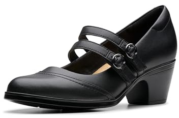 Clarks Zapatos de tacón Emily2 Jane para Mujer, Cuero Negro, 42.5 EU