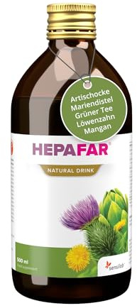 Hepafar Bevanda depurativa naturale per il Fegato - 500 ml per 20 giorni - con Cardo Mariano, Tè verde, Manganese, Tarassaco e Carciofo - Depurazione naturale – Sensilab