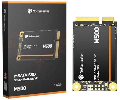 Yottamaster M500 256GB mSATA SSD SATA III 6Gb/s, Solid State Drive Interno mSATA fino a 500MB/s, mini-SATA con NAND 3D, Compatibile con Ultrabook Desktop PC Laptop, PC All-in-One, 30x50mm