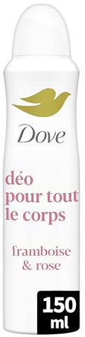 Dove - Déodorant pour Tout le Corps - Spray - Framboise & Rose - Anti Odeurs et Traces Blanches 72h - Conçu pour les Peaux Sensibles - 150ml