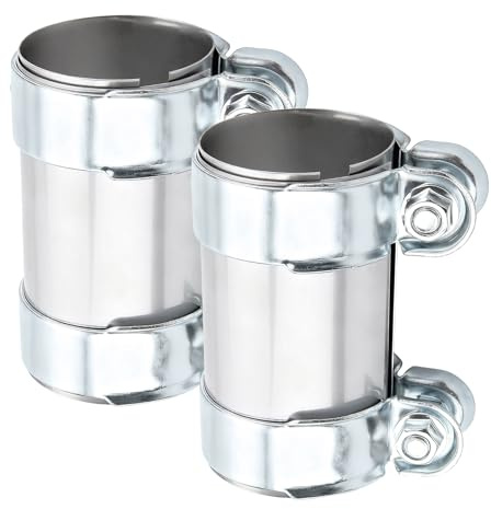 DOCAS 2 piezas Ø 56 mm x 125 mm de longitud tubo de escape universal, Abrazadera de tubo de escape de acero inoxidable, abrazaderas de escape con doble abrazadera sistema de escape universal(estilo 2)