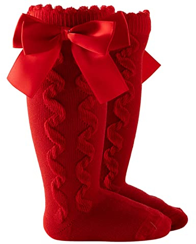 Generisch 2025 Princesa Niñas Medias de Rodilla para Fiestas Infantiles Calcetines para Bebés Cuidado del Bebé 6 Meses (Rojo 3-18 Meses)