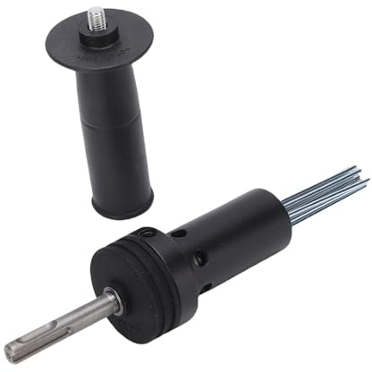 Yanmis Adaptador de Herramienta Escalador de Aguja de Martillo Eléctrico Vástago Redondo 2 Hoyos Accesorio de 2 Ranuras para Eliminación de óxido Cincelado con Mango Ergonómico
