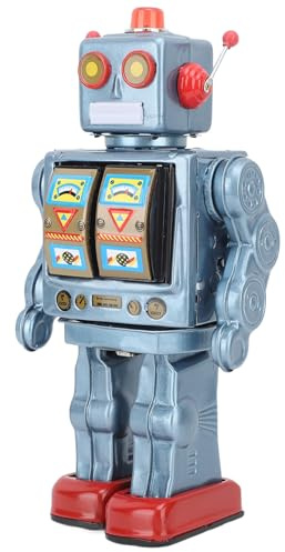 Aoaoy Juguetes robóticos retro de chapa metálica, modelo de figura rotatoria eléctrica, colección para adultos con sentimientos nostálgicos, para vacaciones (azul)
