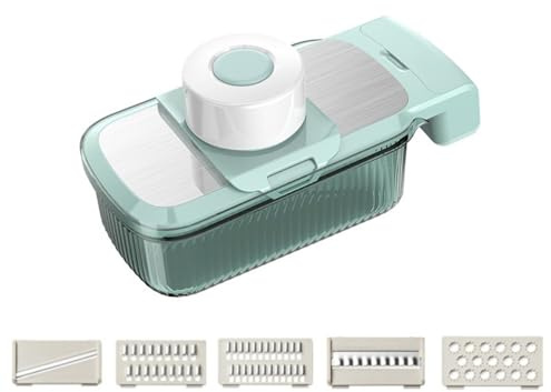 Affettaverdure multifunzione con 5 lame in acciaio inox per preparare alimenti da cucina, insalata, cipolla, cetriolo, verde