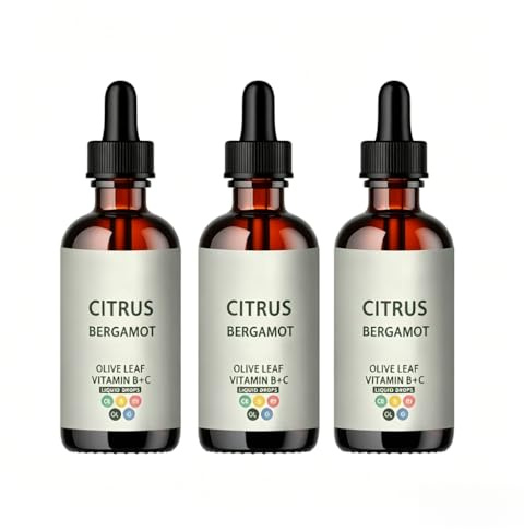 Estratto di Bergamotto Citrato con Foglia d’Olivo, Vitamine, Miscela Naturale, Supporta Vitalità Generale & Circolazione Sana, Senza OGM, Vegano, Confezione da 3