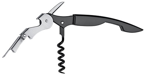 Triangle Solingen – Cuchillo Camarero Negro, con articulación y gezahnter Hoja, sacacorchos