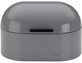 kela Boîte à pain en métal avec trous d'aération 25x15x17cm, petite boîte à pain avec couvercle rabattable, FRISCOLINO, boîte de conservation du pain, gris clair brillant