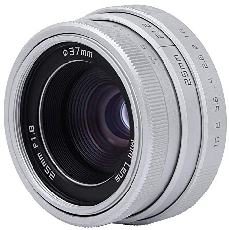 Bewinner vidvinkelobjektiv, minilins CC.8 C 25mm F1.8 HD Professionell vidvinkelobjektiv för barer/butiker/parkering/hem/lager, kameralinser (silver)