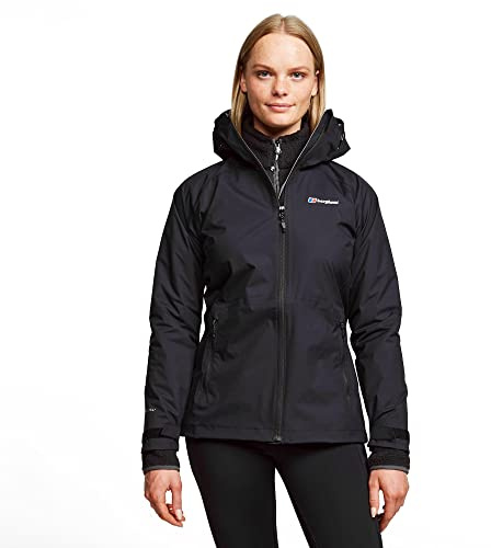 Berghaus Women's Stormcloud Waterproof Jacket with Hydroshell Fabric, Adjustable Hood and 2 Zipped Pockets, Womens Rain Coat, Women's Hiking & Outdoor Recreation Clothing, Black, UK10
