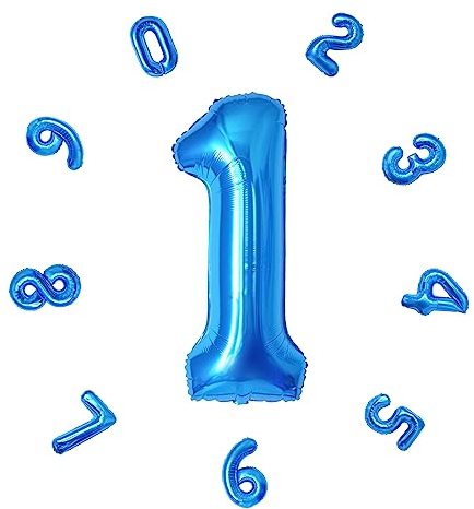Zahlen Luftballon ca.101cm, Folienballon Zahl 1 Blau, Helium Folienballon für Geburtstagsdeko, Party Deko,Neujahrsdekoration, Jubiläumsdekoration, Hochzeitsdeko (Blau, #1)
