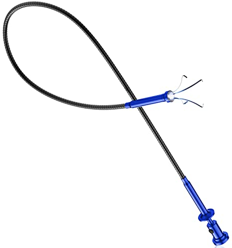 Housolution 28,35 Outil de Ramassage Magnétique à 4 Girffes, Ramasseur à Tuyau Pliable avec Piles & Lumière LED, Outil d'Assistance Long Flexible pour Ramasser Petits Déchets/Évier/Vidange, Bleu