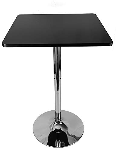 Kaichenyt Bistrotisch, Square Bar Tisch Höhenverstellbar 27.5-35.4 Stehtisch Edelstahl Schreibtisch Computertisch Drehtisch 23,6 x 23,6 x 0,7 Zoll (LxBxDicke) Schwarz