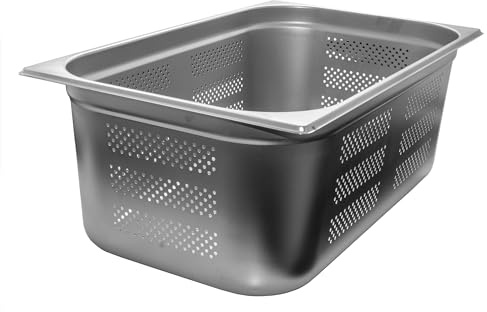 AcMax Récipient gastronorme GN 1/1 en acier inoxydable perforé 28 l Profondeur 200 mm