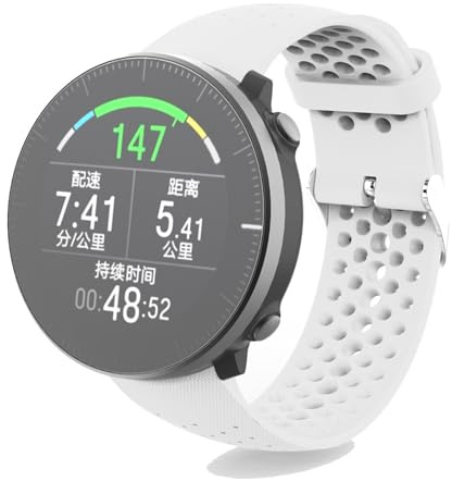 Silikon Armband Kompatibel mit Polar Vantage M/Vantage M2, wasserdichte Weiche Ersatzriemen, Weiches Silikon Ersatzarmband Uhrenarmband Sportarmband für Damen Herren (Weiß)