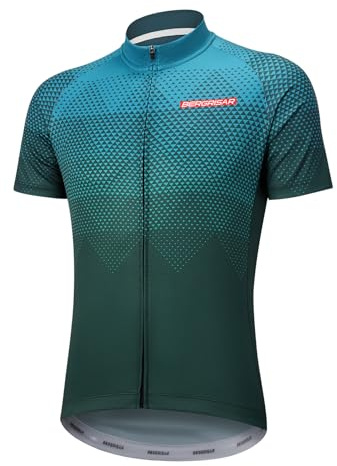 BERGRISAR Radtrikot Herren Kurzarm Rennrad Fahrrad Trikots, 8006dunkelgrün, Groß