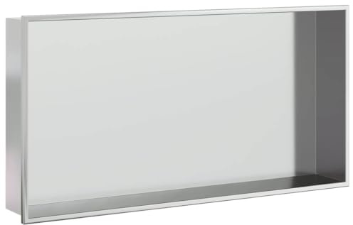 vidaXL Shower Niche Wall Recessed Shelf - Brushed Silver Stainless Steel - Ample Storage 62x32x9 cm