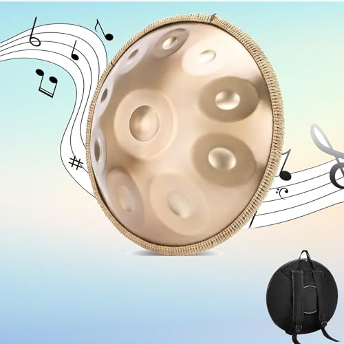 Handpan Drum Steel Hand Pan, 9/10/12/14 Notes Hand Drum In D Kurd Minor, 432 Hz Handpan Drums Percussion Instrument Steel Handpan Drum, With Handpan Bag, 2 Mallets And Hand Drum Stand(9Notes)