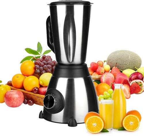 Batidora de Vaso 1000W, Licuadora para Verduras y Frutas, 1.5 L Taza de acero inoxidable, 5 Velocidades, 6 Cuchillas de Acero Inoxidable, Licuadoras para Zumos y Batidos,sin BPA (A)