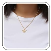 Xmsrn Vintage Angel Pendant Necklace Metal Angel Choker Necklace Tiny Angel Necklace Gold Ball Chain Choker Necklace for Women