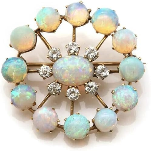 J.C 3.00 Ct Oval Cut Lab Created Fire Opal & Simulated Diamond Women's Attractibe Brooch Pin14K Yellow Gold Plated Silver