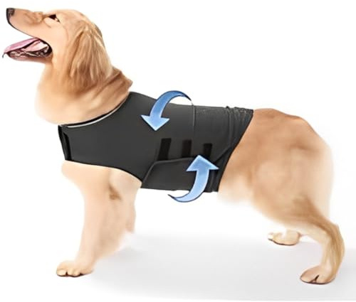 BUSAED Chaleco calmante para Perros, arnés Anti-ansiedad con Velcro y diseño Reflectante para tormentas, Fuegos Artificiales, Viajes y ansiedad por separación,L