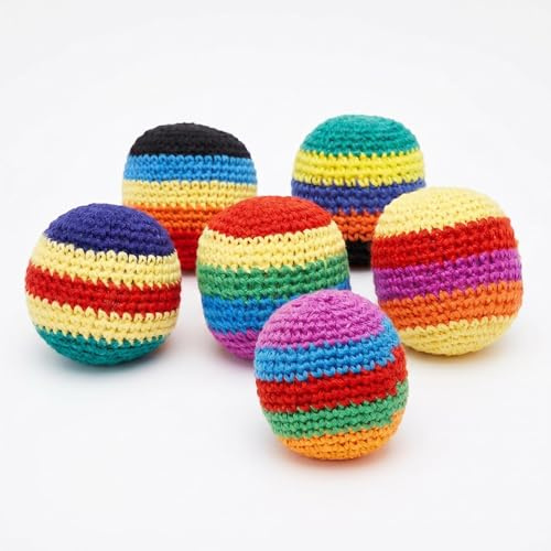 Generisk Footbag Hacki Sack Classic – hackisäck bollar handsydd med förstärkta sömmar & Amara Ultra Suede – jongleringsbollar för nybörjare och proffs – lämplig för inomhus och utomhus (6 st)