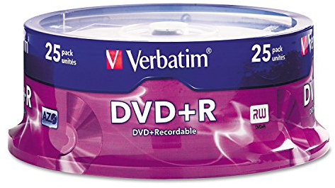 Verbatim Disco grabable DVD+R de 4,7 GB hasta 16 Discos con Eje de 25 Discos 95033.