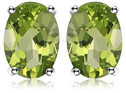 JewelryPalace Ovalschliff 1.8ct Echt Grüner Peridot Birthstone Ohrstecker Silber 925 Damen, Schmuck Set, Ohrringe Silber Edelstein Mädchen, Ohrstecker Silber Klein mit Stein Frauen Geschenk