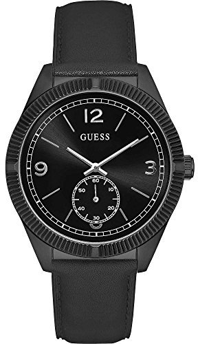 Guess Herren Datum klassisch Quarz Uhr mit Leder Armband W0873G3