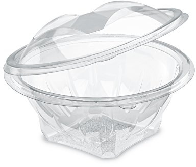 GUILLIN - SEKIPACK SLR750CC SACHET DE 50 Bol Salade 750cc A Couvercle Charniere Sécable, Polyéthylène, Transparent, 17,5 x 17,5 x 9,5 cm, Cristal