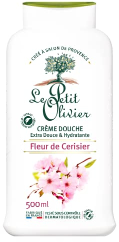 LE PETIT OLIVIER - Crème Douche Extra Douce & Hydratante - Fleur de cerisier - PH Neutre Pour La Peau - Sans Savon, Sans Colorant - Fabriqué En France - 500 ml
