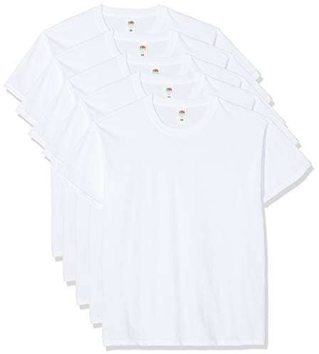 Fruit of the Loom Men's Original Tee, 5 Pack Regular Fit Crew Neck Short Sleeve 5 T - Shirt, White (White 30), Large (Manufacturer Size:L)