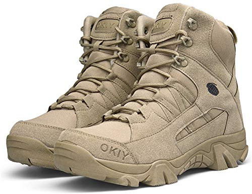 Bititger - Botas de desierto militares de piel, impermeables, con cremallera, botas tácticas y de combate para hombre, para patrullas, de seguridad, para policías, color, talla 40 2/3 EU