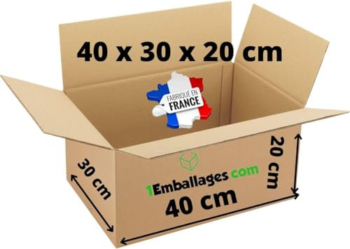 PARIS STOCK - Lot Carton d'Expédition ou Déménagement 40X30X20 cm - fabriqué en France