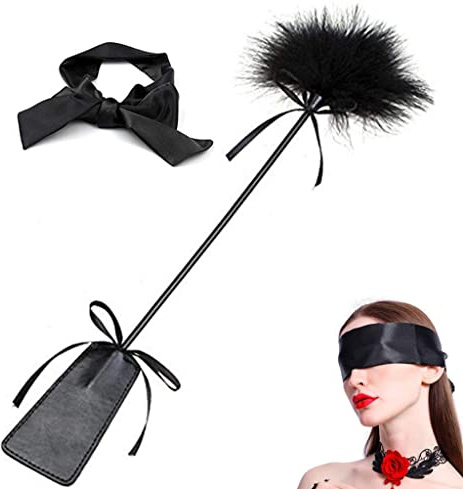 Sport Whip Set avec Plumes délicates (Noir)