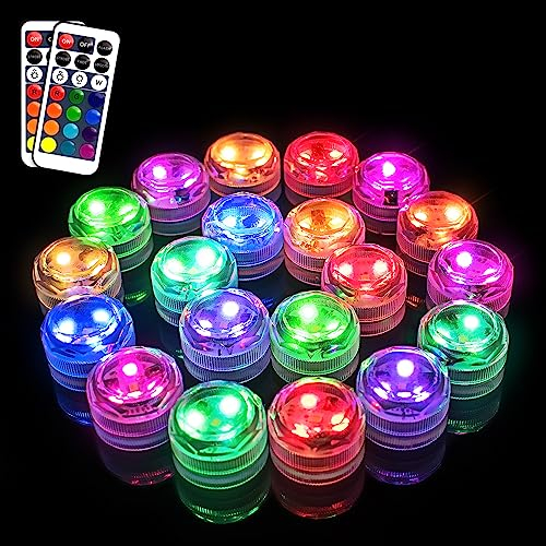 idyl light Mini luce LED subacquea con telecomando, 20 pezzi RGB Tealight subacquea luci impermeabili per vaso, piscina, matrimonio, festa, decorazione per la casa