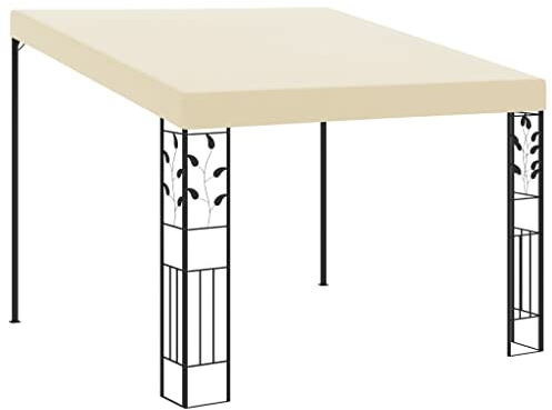 Keketa Wand Pavillon Gartenpavillon Anbaupavillon Sonnenschutz Sonnenmarkise Terrassenpavillon Terrassendach Gartenzelt Partyzelt für Garten Terrasse Balkon 3x3x2,5 m Cremeweiß