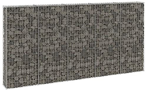 Homgoday Gaviones pared con cubiertas de acero galvanizado 300 x 30 x 150 cm, jaula de gaviones, cesta de malla de alambre, pared de contención espiral al aire libre, maceta de jardín