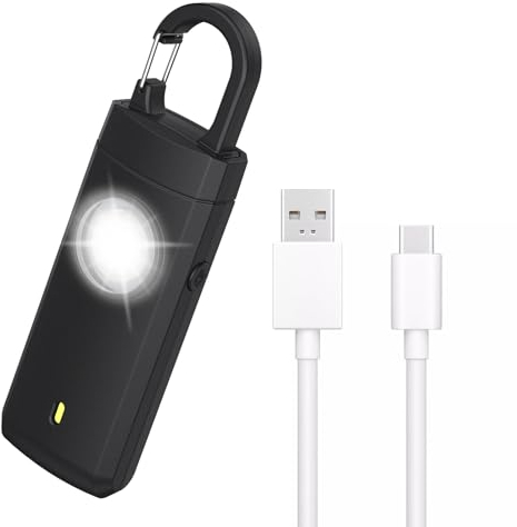 Notfall Persönlicher Alarm, OQIMAX Taschenalarm 130dB Sirene mit LED Taschenlampe, Schrillalarm für Frauen USB Aufladbar, Self Defense Sirene Schlüsselanhänger für Kinder, Senioren, Frauen Sicherheit