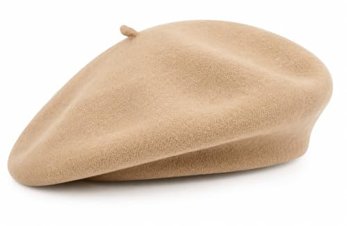 ITRAT Women's Beret Hat – Classic French Style Beret for Women, Soft Warm Wool Blend Ladies Fashion Hat, Elegant Parisian Winter Autumn Cap for Casual, Travel & Everyday Wear (Beige)