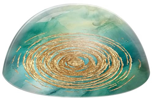 Butzon & Bercker GlasMoment – Spirale des Lebens – dekoratives Kristallglas mit goldfarbener Lebensspirale als Briefbeschwerer & meditativer Dekoakzent Format 8 x 3,8 cm