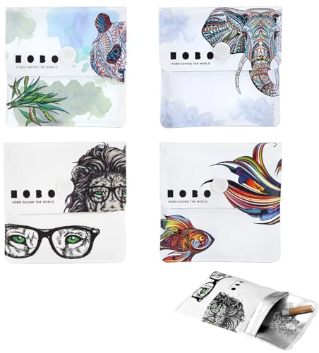 Tokaneit Posacenere Ignifugo Portatile 4 Pezzi Tascabile Riutilizzabile Ecologico 8x8cm