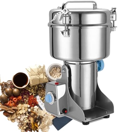 ZIXIAOS Mulino Elettrico per Semi di Lino Macinino per Noci Moscate in Acciaio Inox Macina Erbe Piante Medicinali Spezie Cereali E Fagioli,1000g